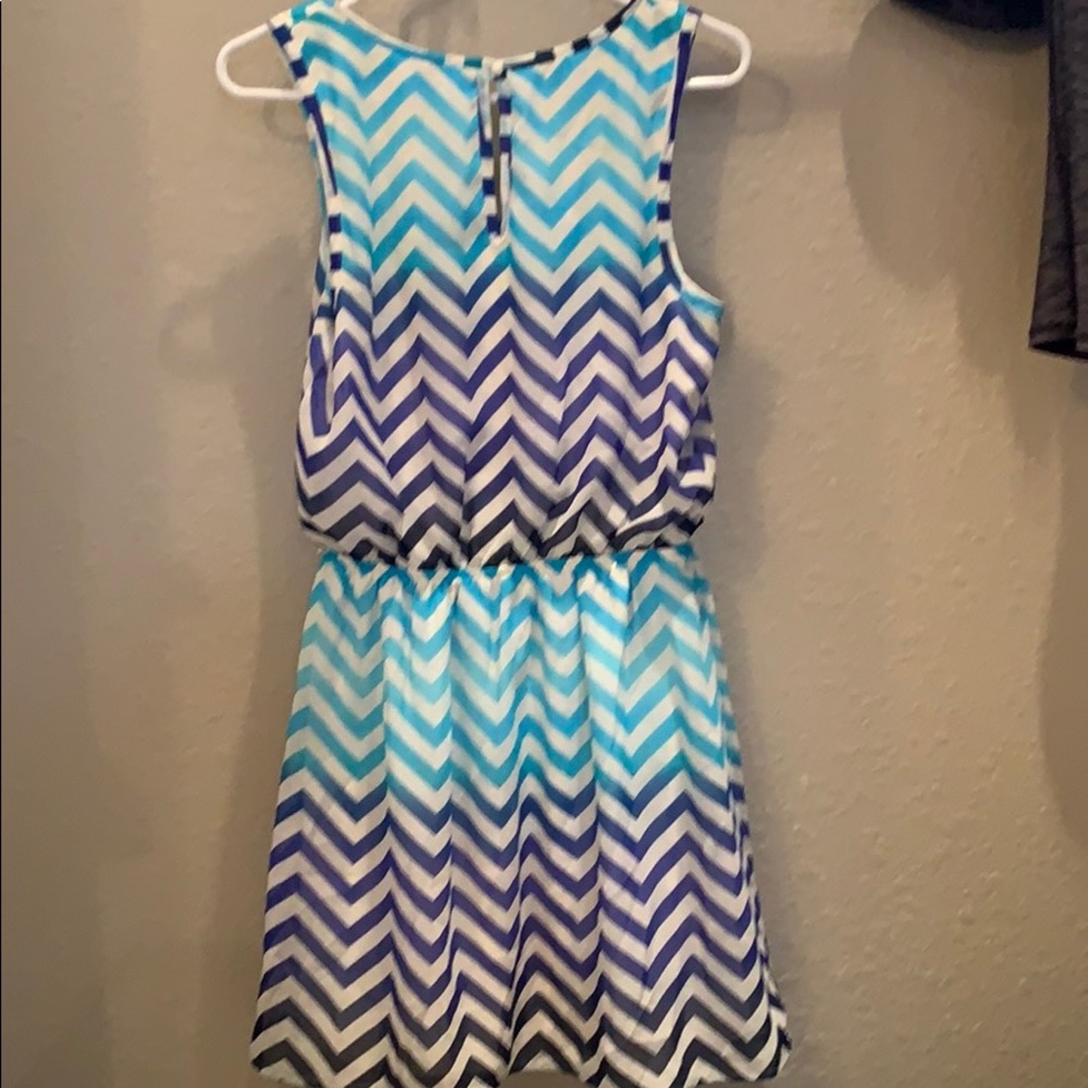 Blue chevron striped summer dress